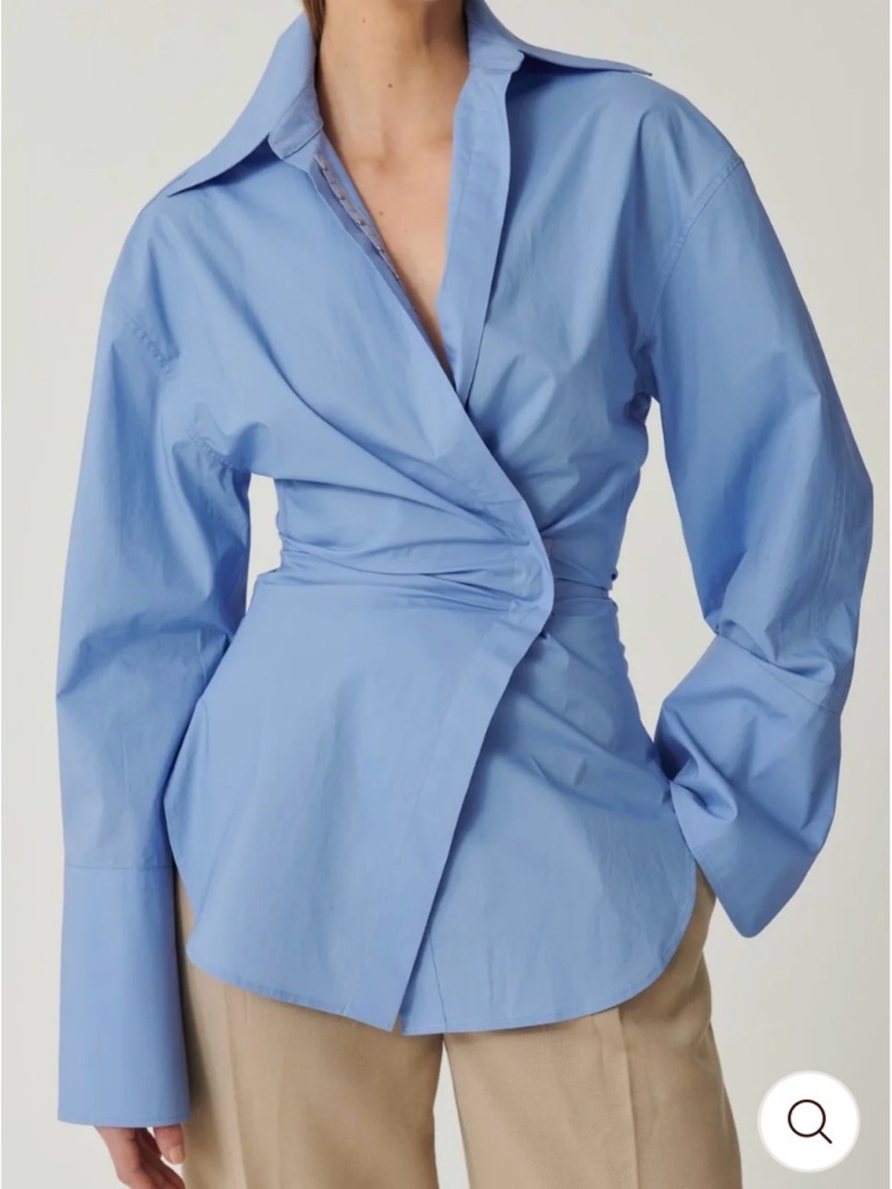 NWT - Effie Kats - Kalisha Shirt | Light Blue Twist-Waist Cotton Shirt - Women - Picture 2 of 8